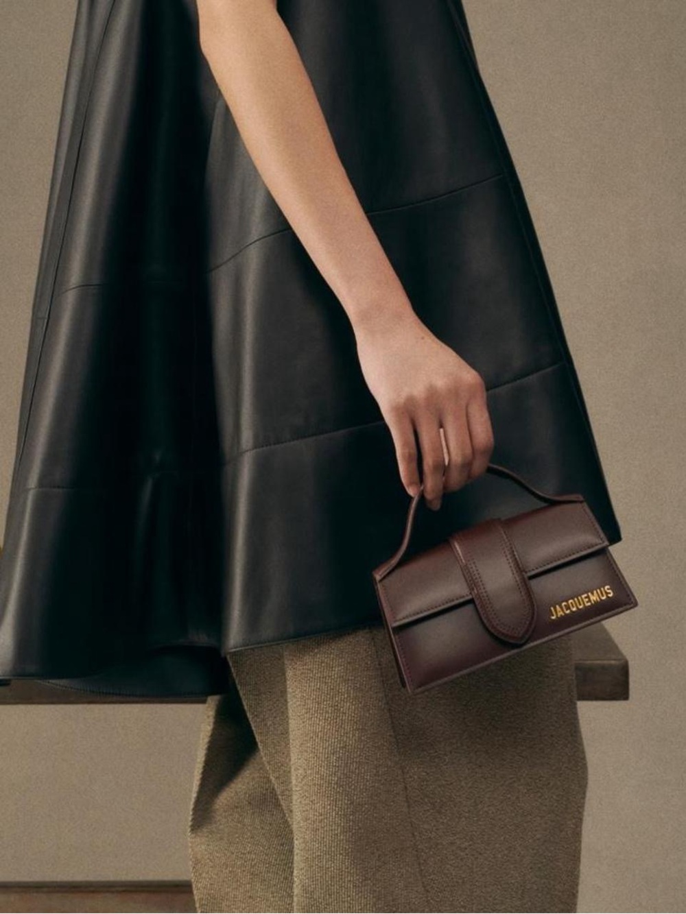 Jacquemus Chocolate Brown Leather Mini Top-Handle Bag